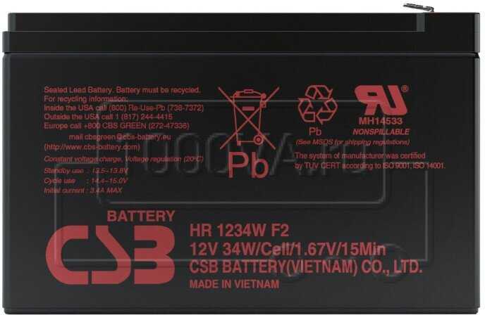 Аккумуляторная батарея CSB HR 1234W 12В фотография 7