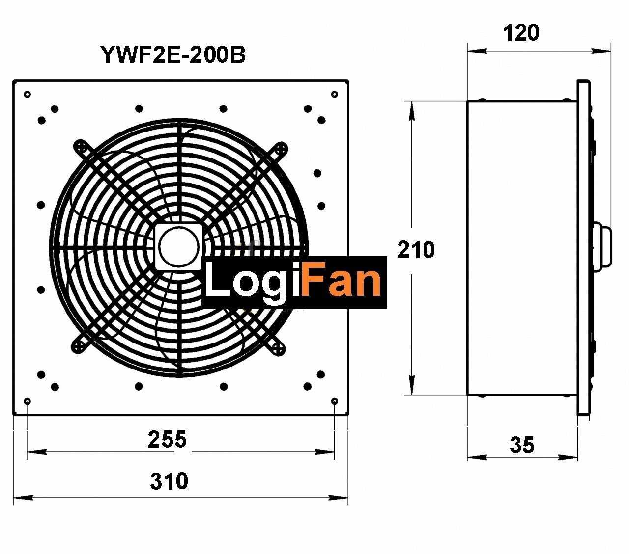 Вентилятор осевой вытяжной на квадратной пластине Серия YWF-2Е 350B фотография 6
