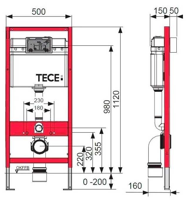 Инсталляция для подвесного унитаза TECE Base со сливным бачком 9400401 фотография 2