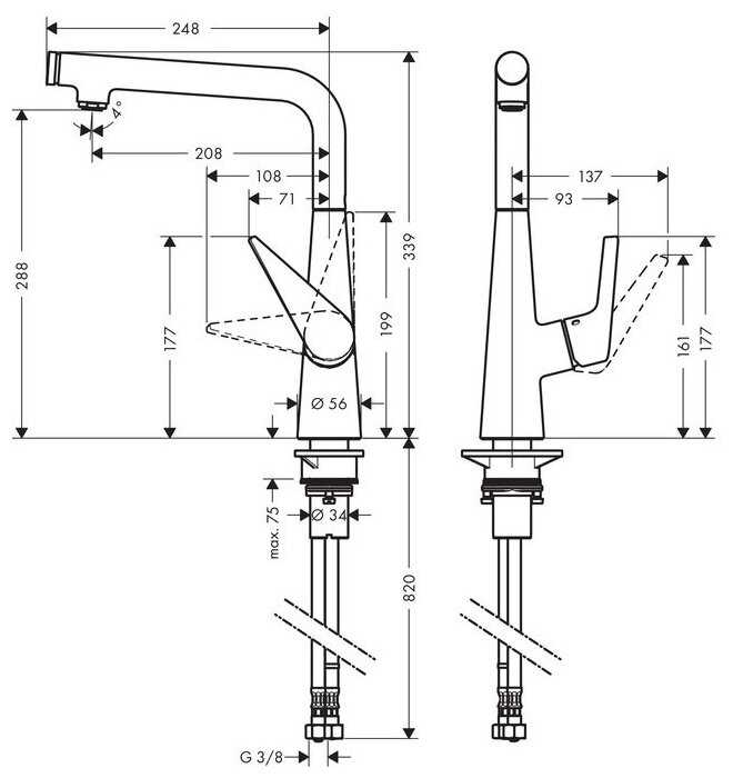 Смеситель для раковины (умывальника) hansgrohe Talis Select S 72820000, нажимной фотография 6