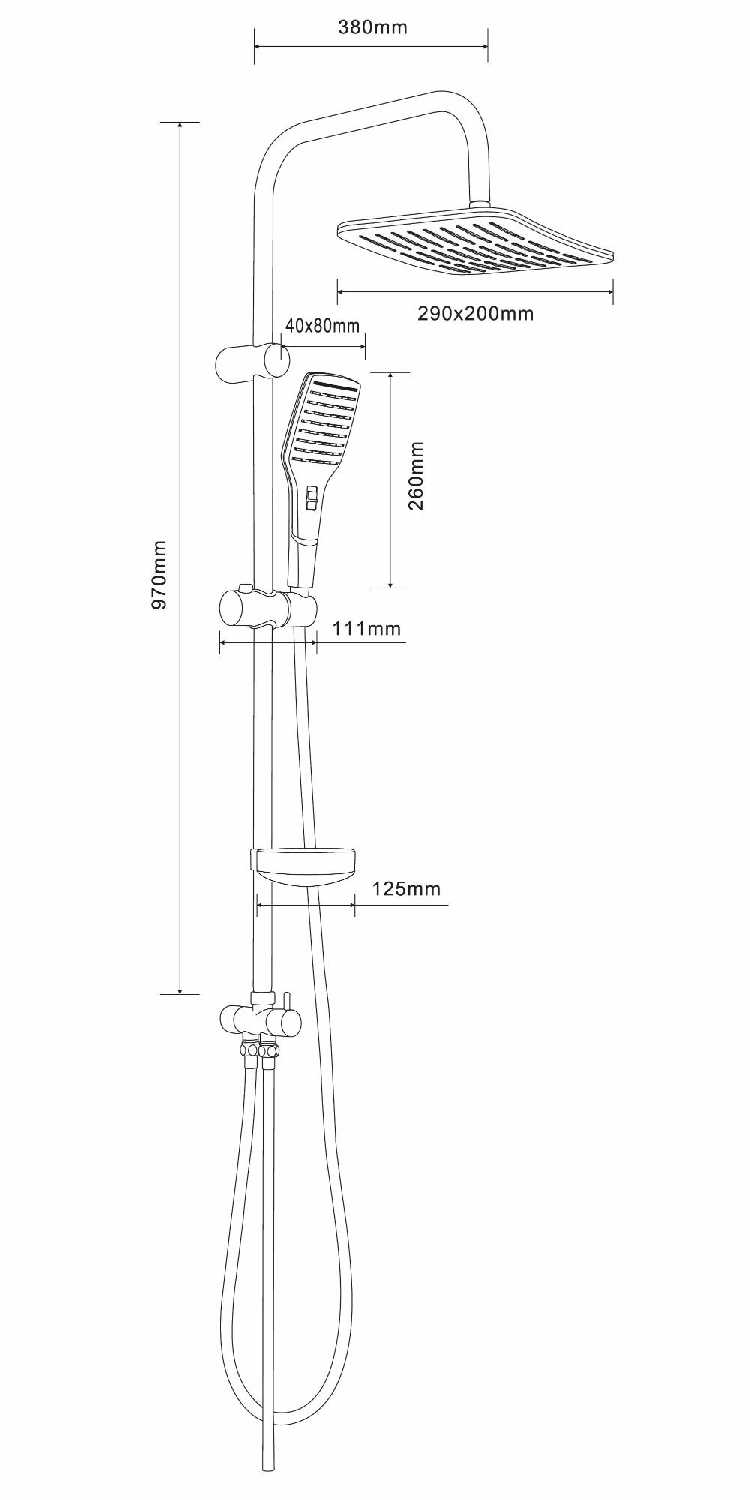 Душевая система с тропическим душем без смесителя, хром Orange S14cr фотография 8