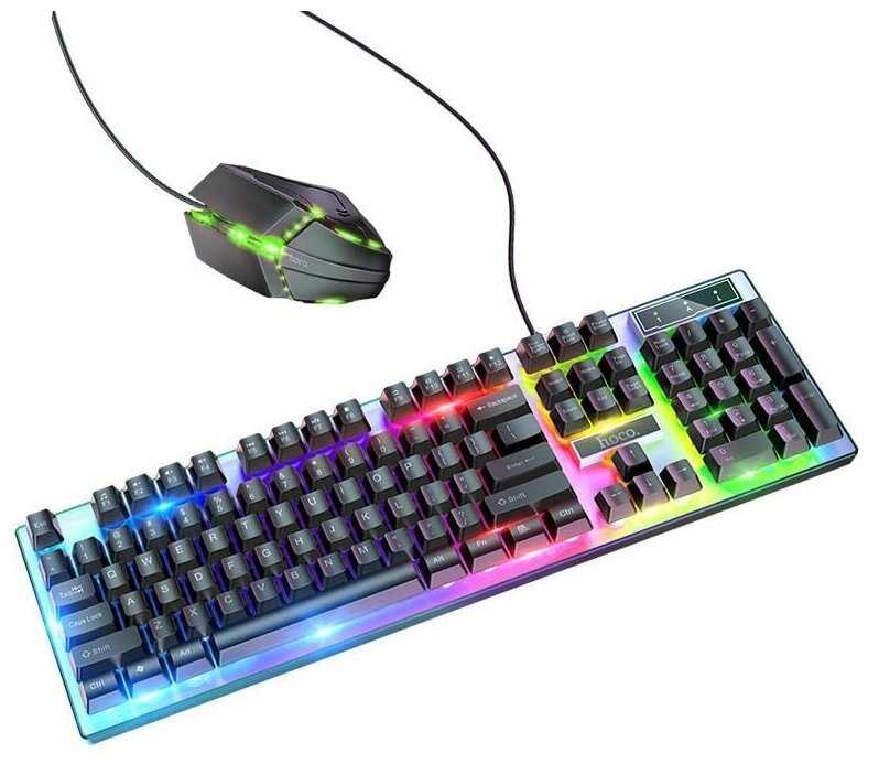 Игровая проводная клавиатура с мышкой Hoco GM18 Luminous gaming (русские буквы)