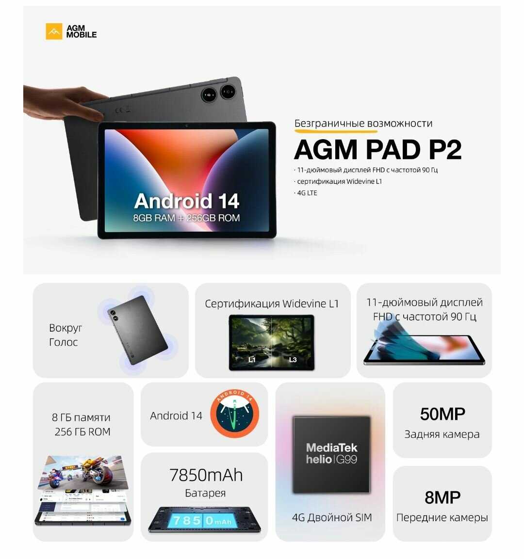 Планшет AGM PAD P2 Active (P2W) фотография 1