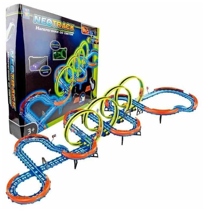 Neotrack автотрек, 1Toy (трек, гараж игрушечные, 112 деталей, светящийся, Т21047) фотография 1