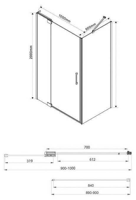 Душевой уголок Vincea Extra (VSR-1E901090CL) 100х90х200 см, хром, стекло прозрачное фотография 1