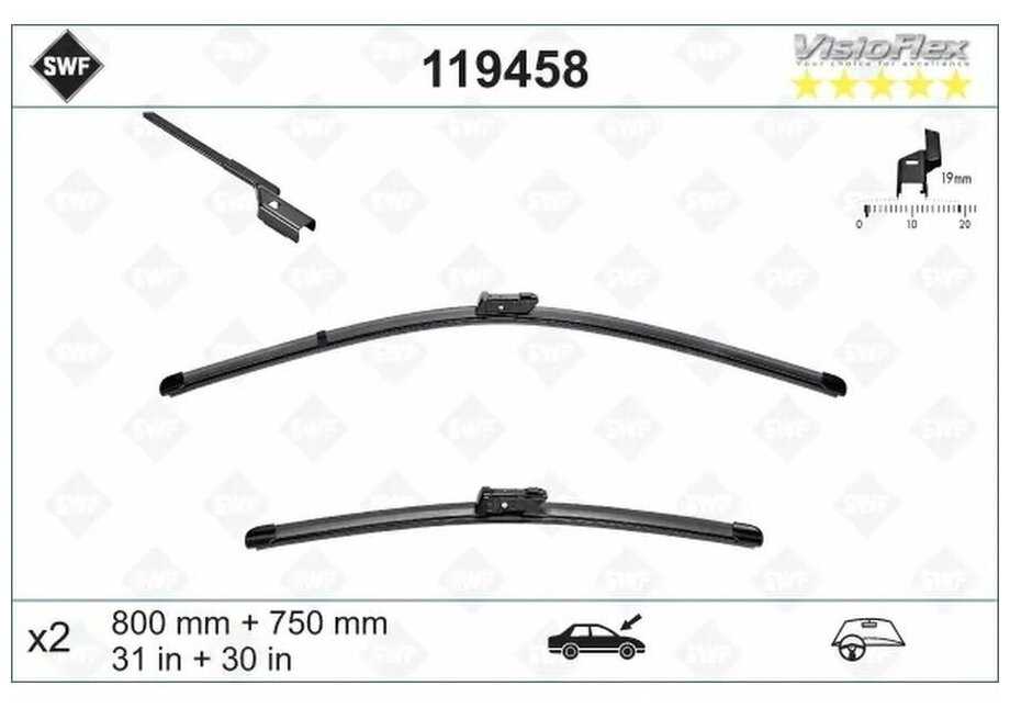 Щетка стеклоочистителя SWF Original Visioflex Set (119458) фотография 14