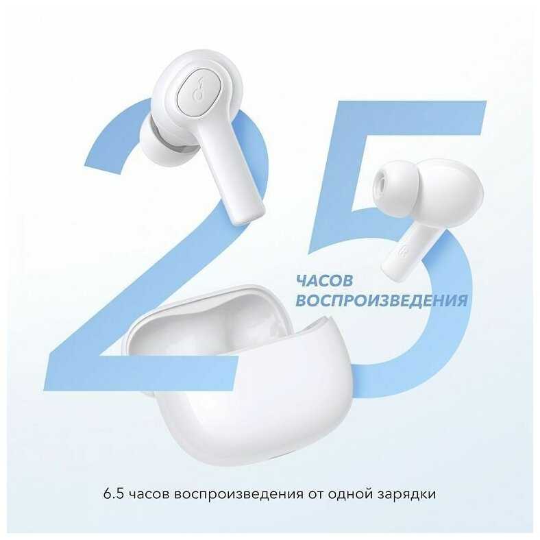 Беспроводная гарнитура ANKER, наушники с Bluetooth, вкладыши, белый, наушники с микрофоном фотография 2