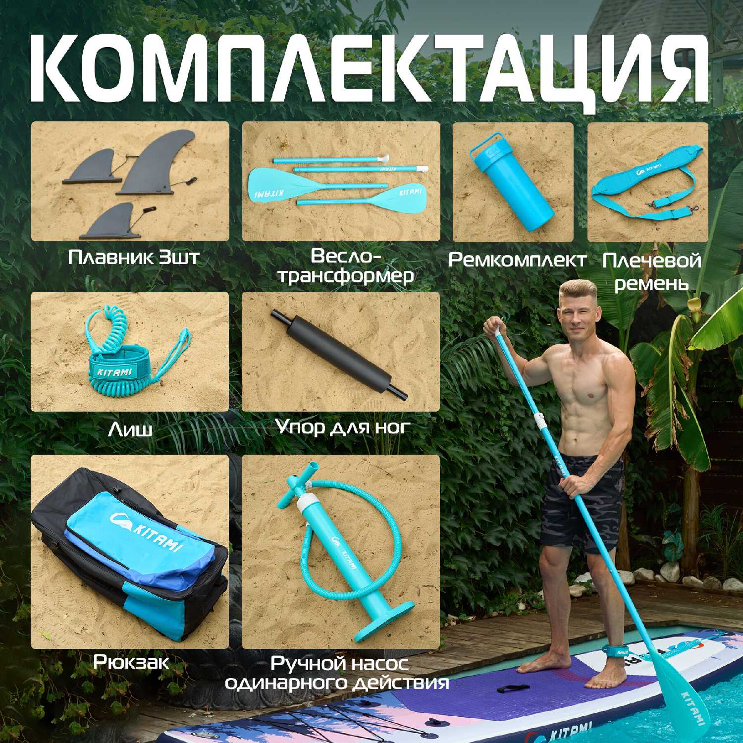 Сапборд надувная SUP доска (366х84х15 см) фотография 19