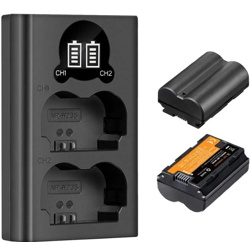 Зарядное устройство + аккумуляторы K&F Concept NP-W235 [2 шт. аккумуляторов]