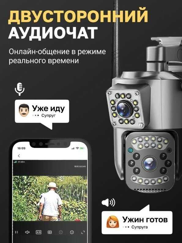 Камера видеонаблюдения Двойная уличная поворотная камера видеонаблюдения фотография 5