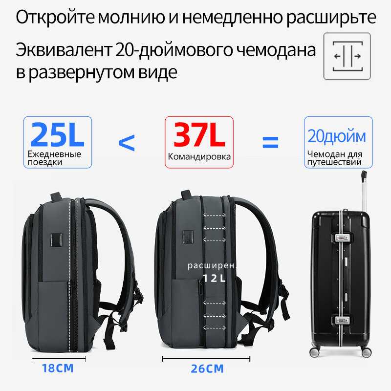 Бизнес Fenruien Водонепроницаемый рюкзак с USB зарядкой (35Л) фотография 4