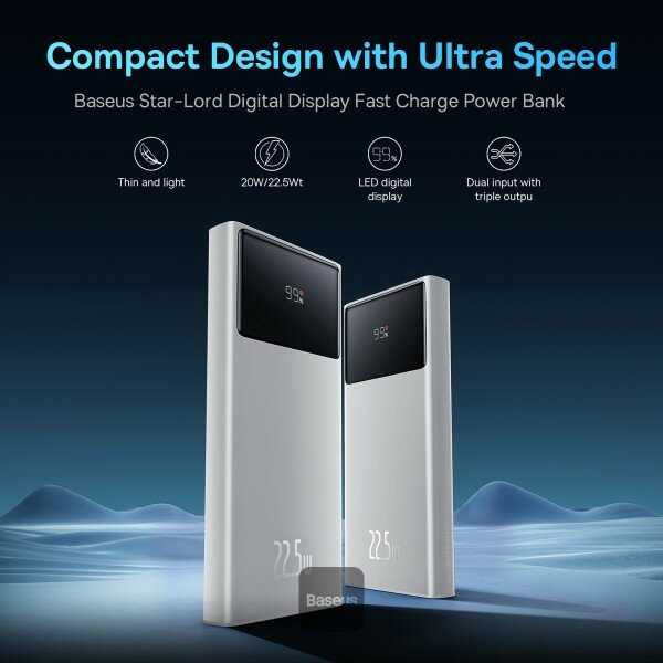 Внешний аккумулятор Baseus Star-Lord Digital Display Fast Charge Power Bank 10000mAh 22.5W (PPXJ100002) фотография 4
