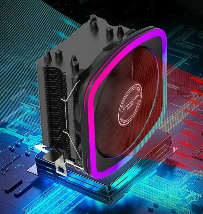 Кулер для процессора башенный 4PIN PWM для 1700, 1200, 1155, 1156, AM3, AM4, AM5 c ARGB подсветкой фотография 7