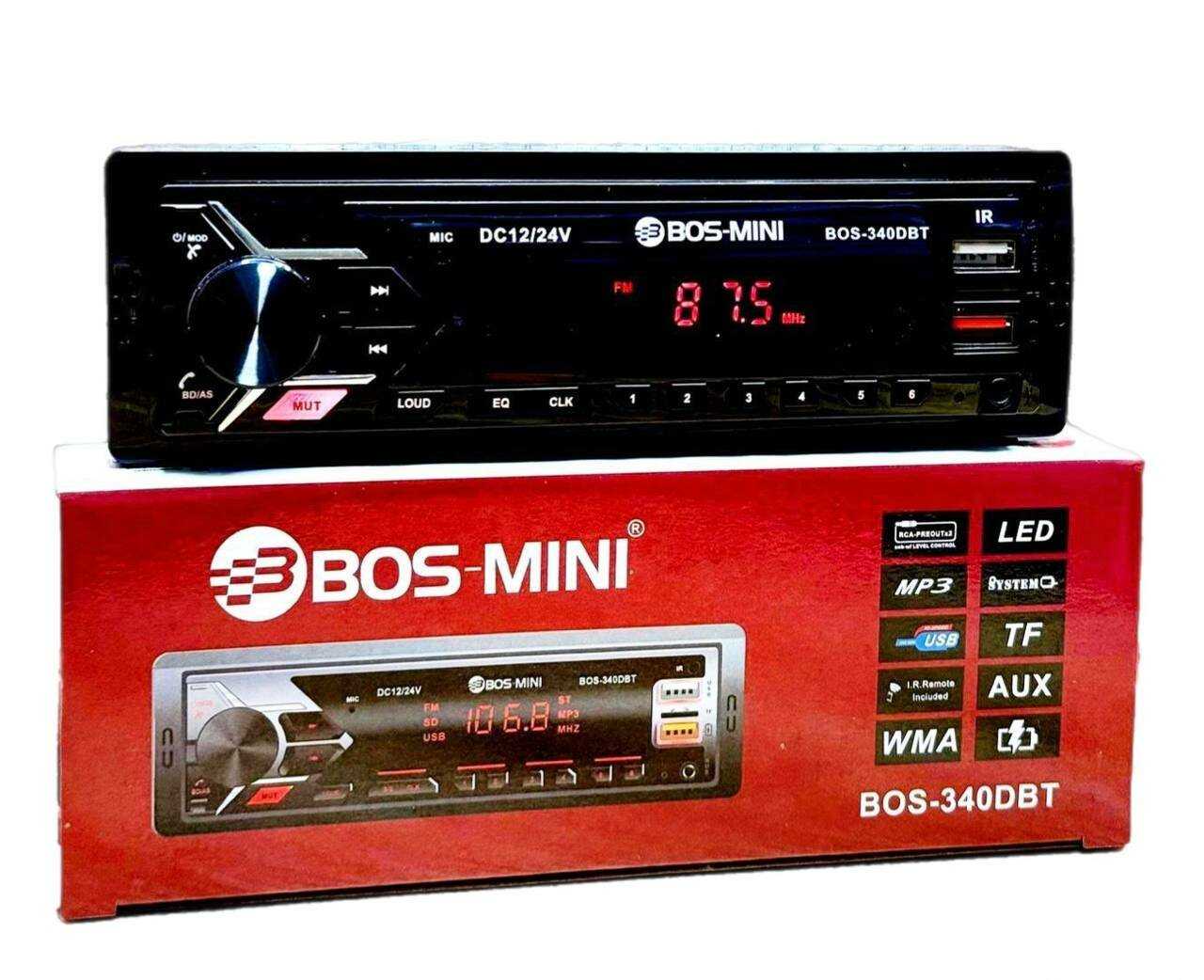 Автомагнитола поддержка 12V и 24V, 1 DIN с Bluetooth, AUX, USB фотография 1