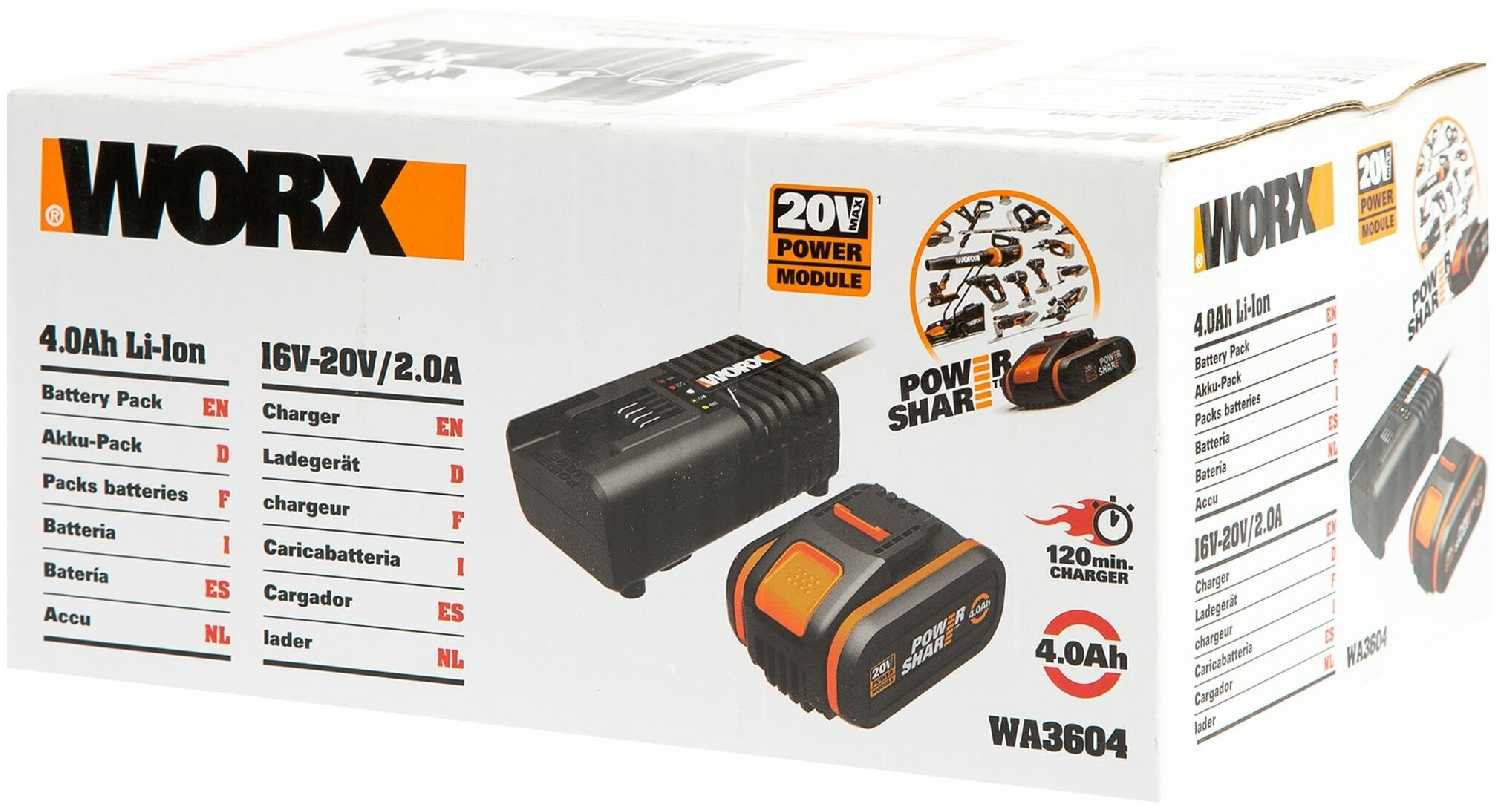 Комплект Worx WA3604 (20 В 4 А·ч) фотография 8