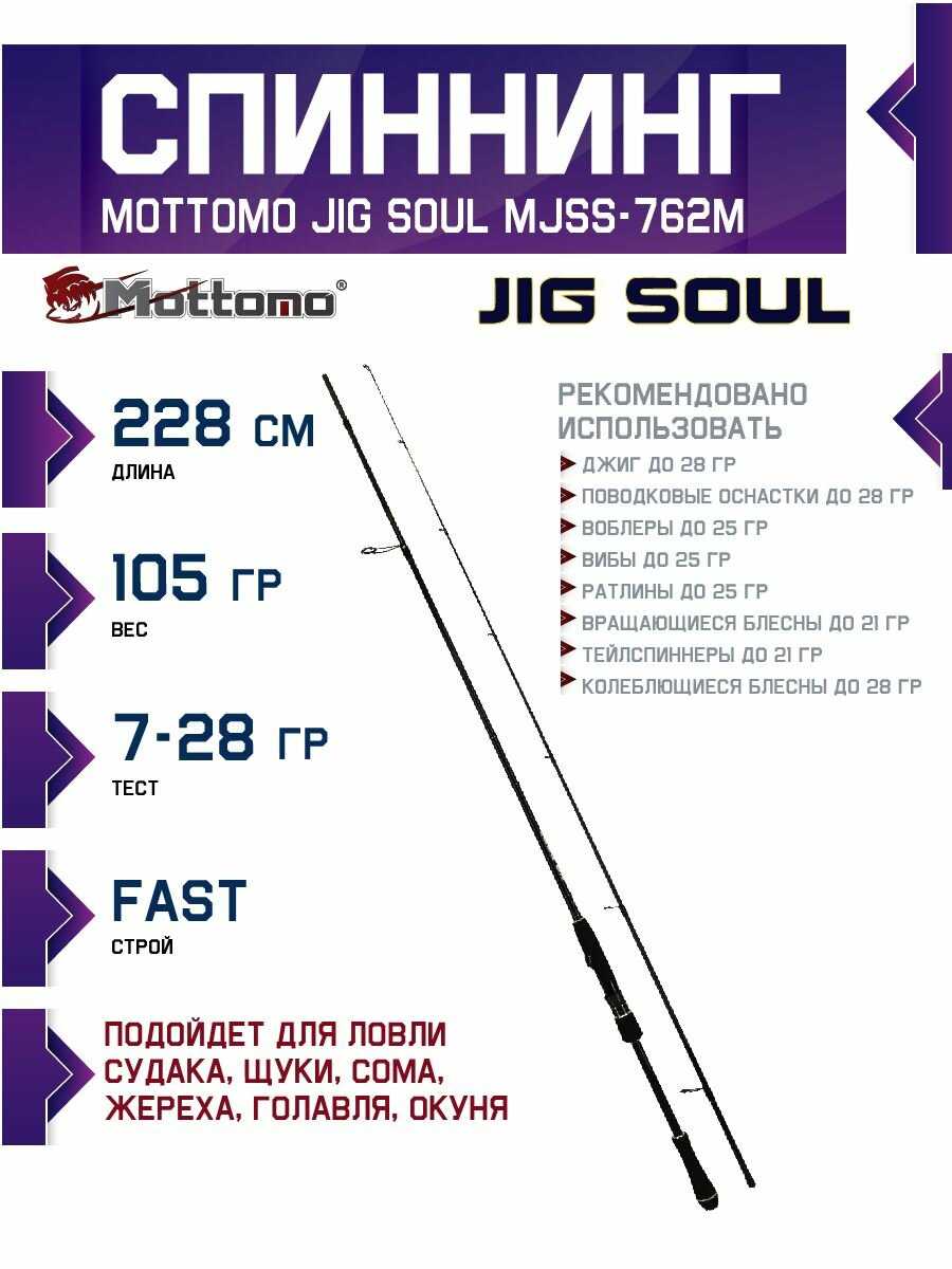 Спиннинг Jig Soul 762M (228см 7-28 г)