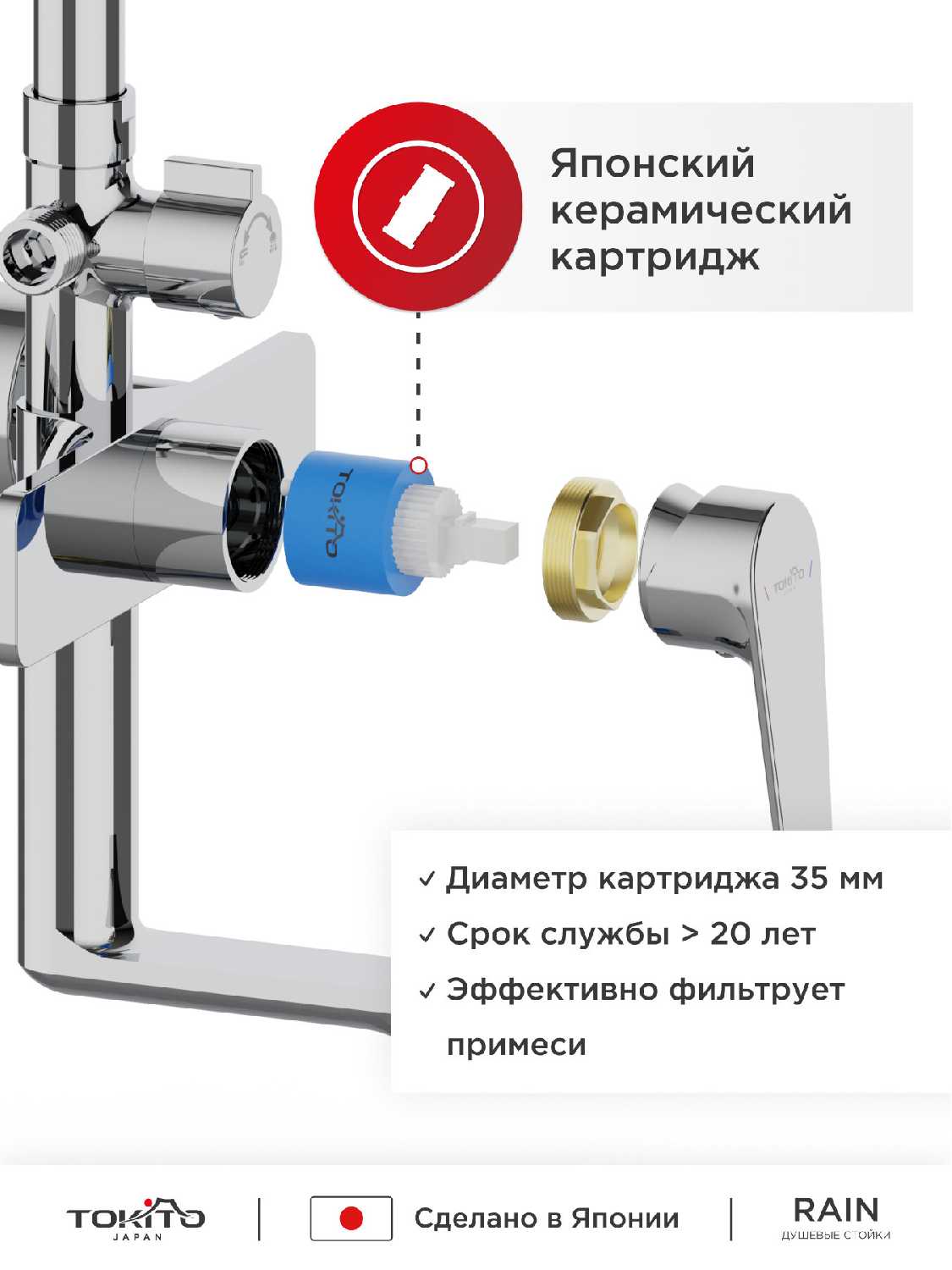 Душевая стойка Tokito Rain (TOK-RAI-1014BL) фотография 11