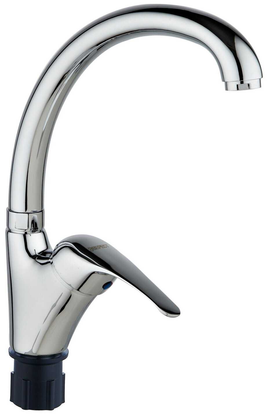 Смеситель на кухню Эверест B51-021 с высоким изливом, картридж 40 мм, хром, крепление гайка