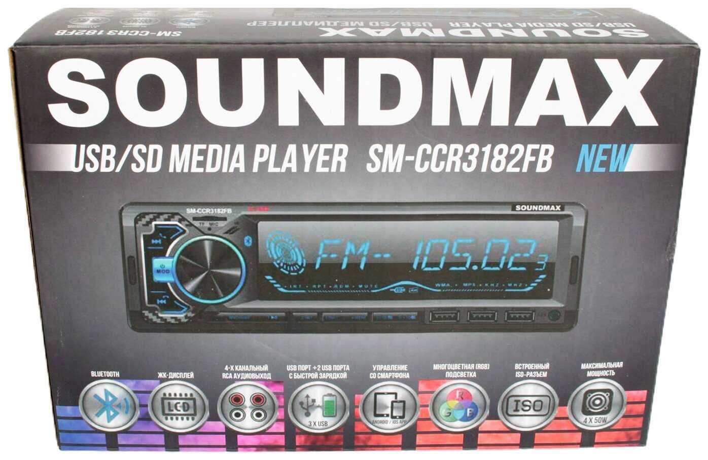 Автомагнитола Soundmax SM-CCR3182FB 1DIN 4x50Вт фотография 2
