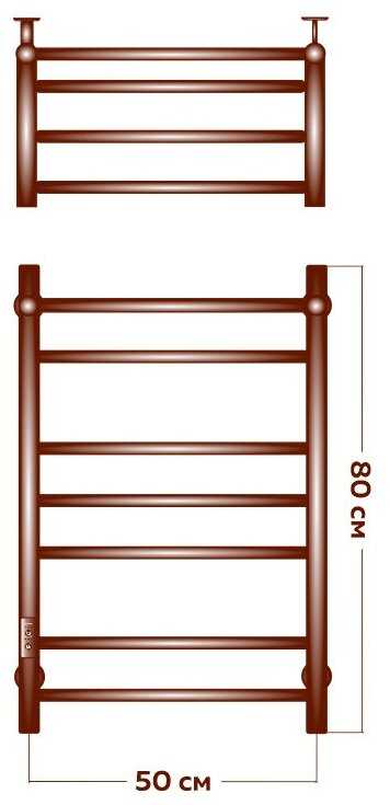 Полотенцесушитель электрический с полкой Маргроид BAU В10 50х80, П7 (2+3+2) таймер слева, черный матовый RAL 9005 фотография 6