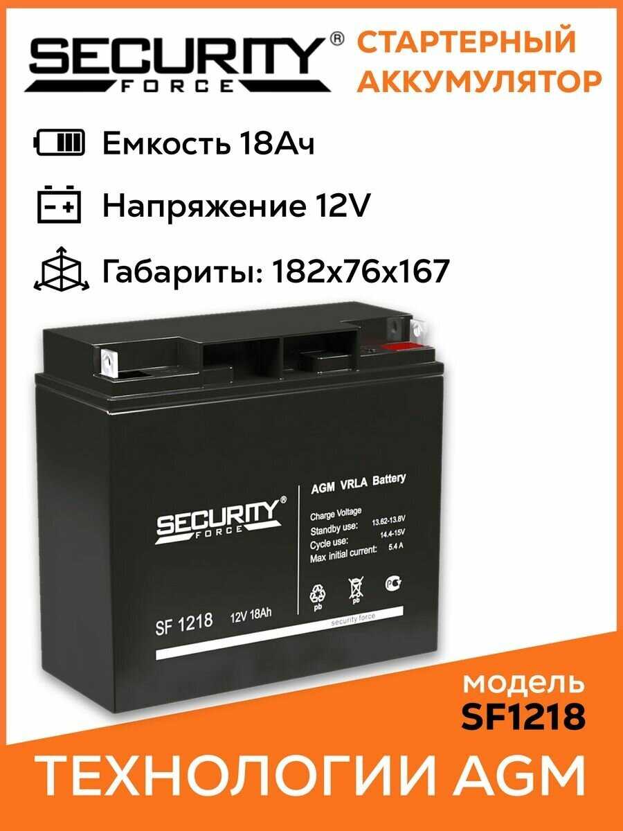 Аккумуляторная батарея Security Force SF 1218 12В фотография 13