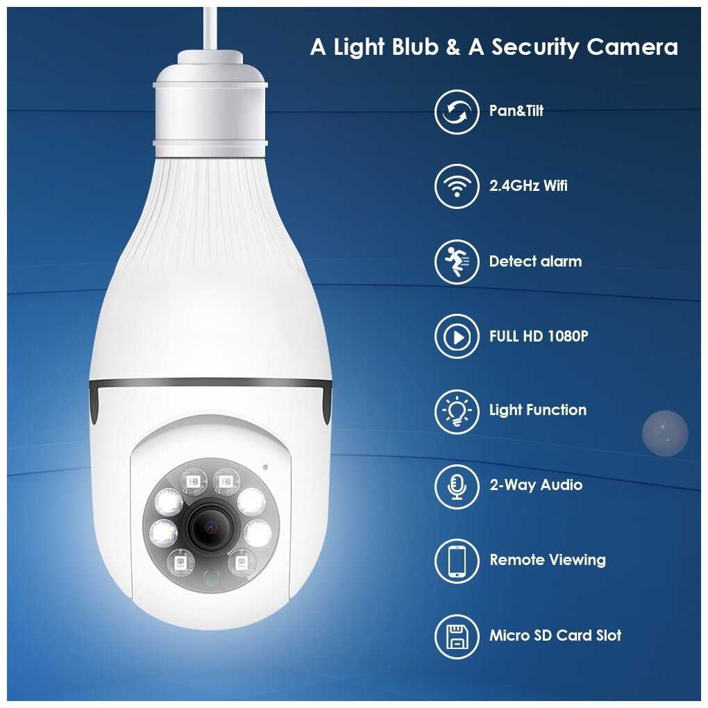 Wi-Fi IP-камера с микрофоном, 3MP, XMeye, 2.8 мм (~90°), динамик, microSD, питание 220В (E27) | ORIENT WF-306 фотография 3