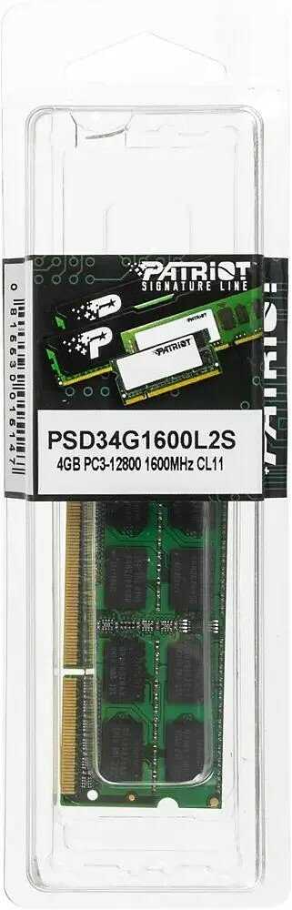 Оперативная память Patriot Memory SL 4 ГБ DDR3L SODIMM CL11 (PSD34G1600L2S) фотография 10