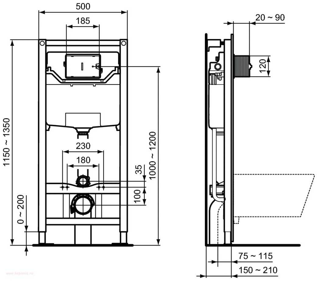 Рамная инсталляция Ideal STANDARD ProSys WC frame 120 M (R020467) фотография 1