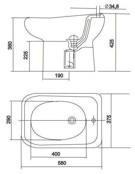 Биде напольное Оскольская керамика Альфана биде с горизонтальным выпуском фотография 1