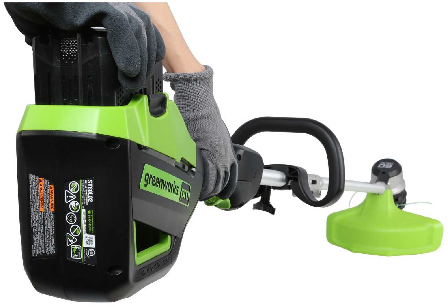 Триммер Greenworks GD60LTK4, 60V, бесщеточный, с АКБ 4Ач и ЗУ фотография 7