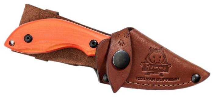 Нож фиксированный Kizlyar Supreme Hammy Niolox, Orange G10, Leather Shealth с чехлом фотография 2