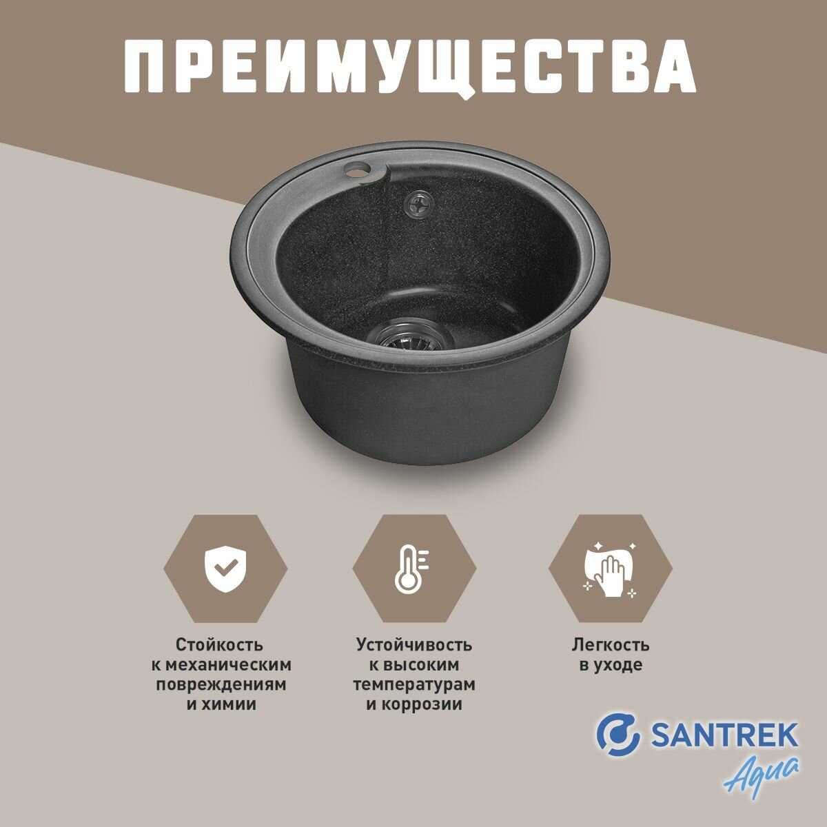 Мойка SANTREK AQUA ROUND SA-R450 (308) фотография 16