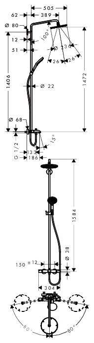 Душевая стойка hansgrohe Raindance Select S 240 Showerpipe 27117000, хром фотография 1