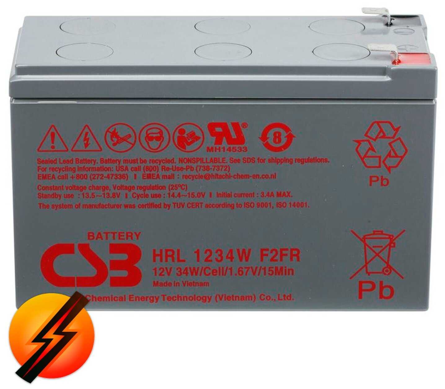 Аккумуляторная батарея CSB HRL 1234W (12В 8.5 А·ч) фотография 2