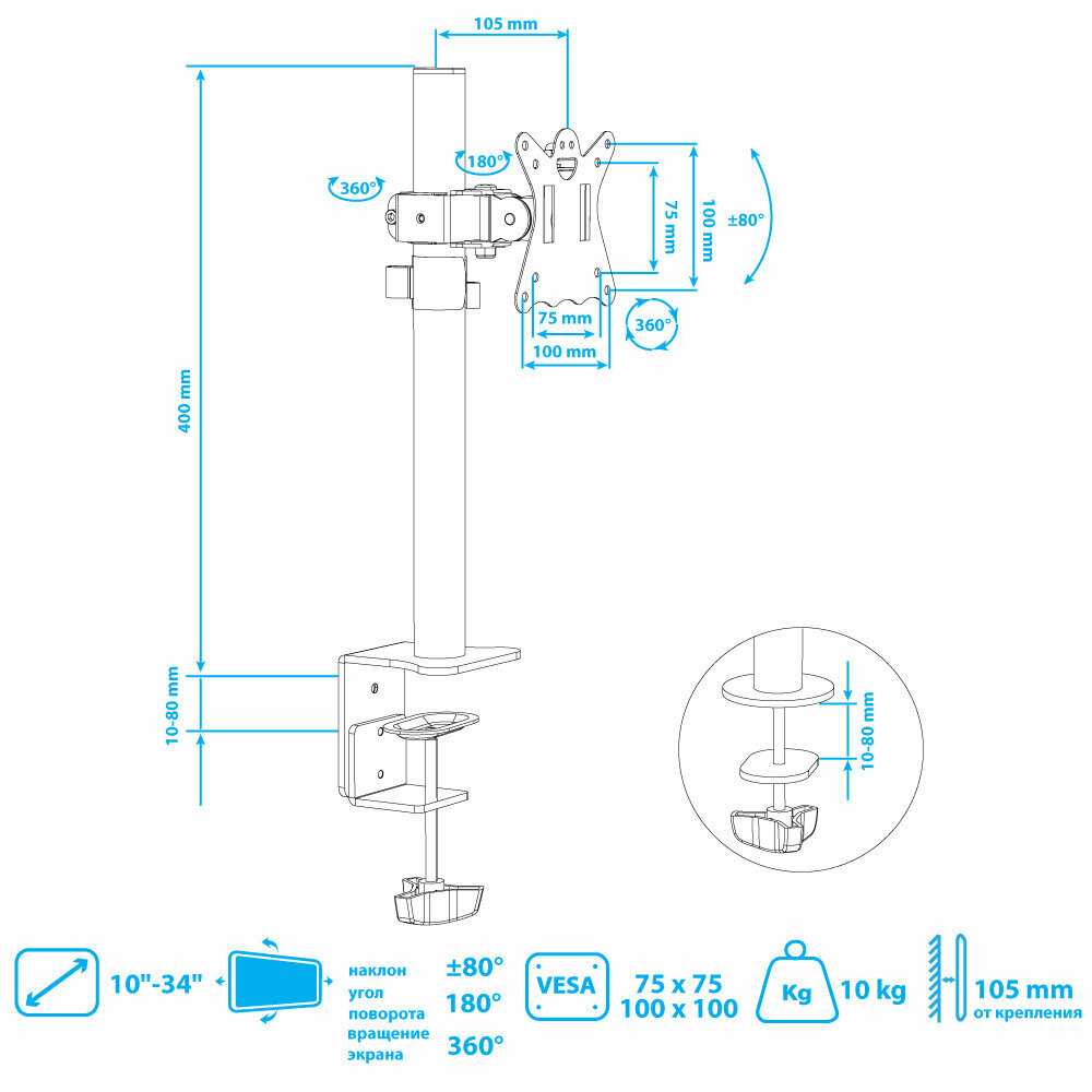 Кронштейн Kromax CASPER-505 (до 34