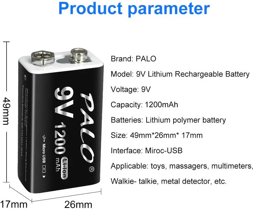Аккумуляторная батарейка Крона 6F22 9V 1200 mAh, с зарядкой USB, 1 шт. фотография 18