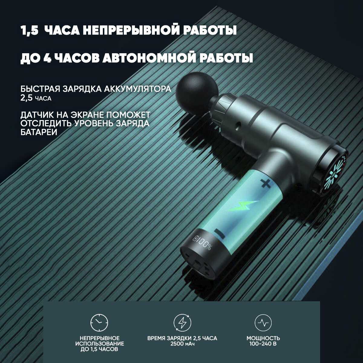 Перкуссионный массажер для тела электрический SBX Massage Gun MZ-MG09 фотография 9