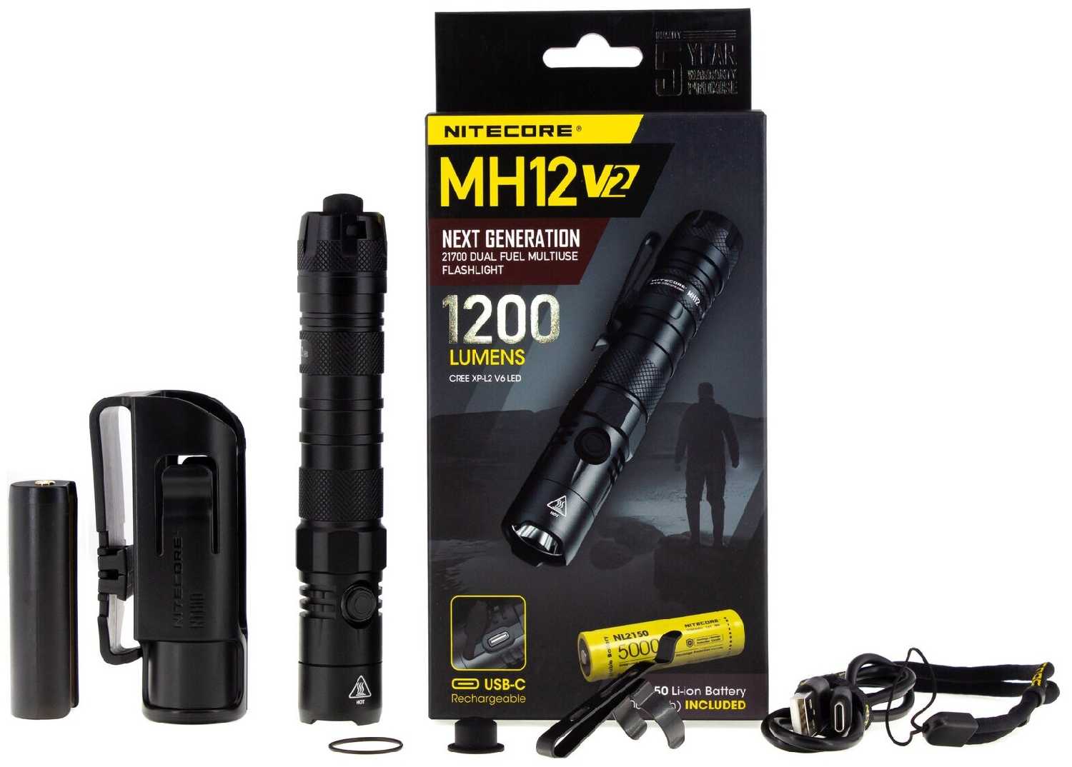 Фонарь Nitecore MH12V2 влагозащищенный, ударопрочный, 202 метра, 1200 люмен фотография 5