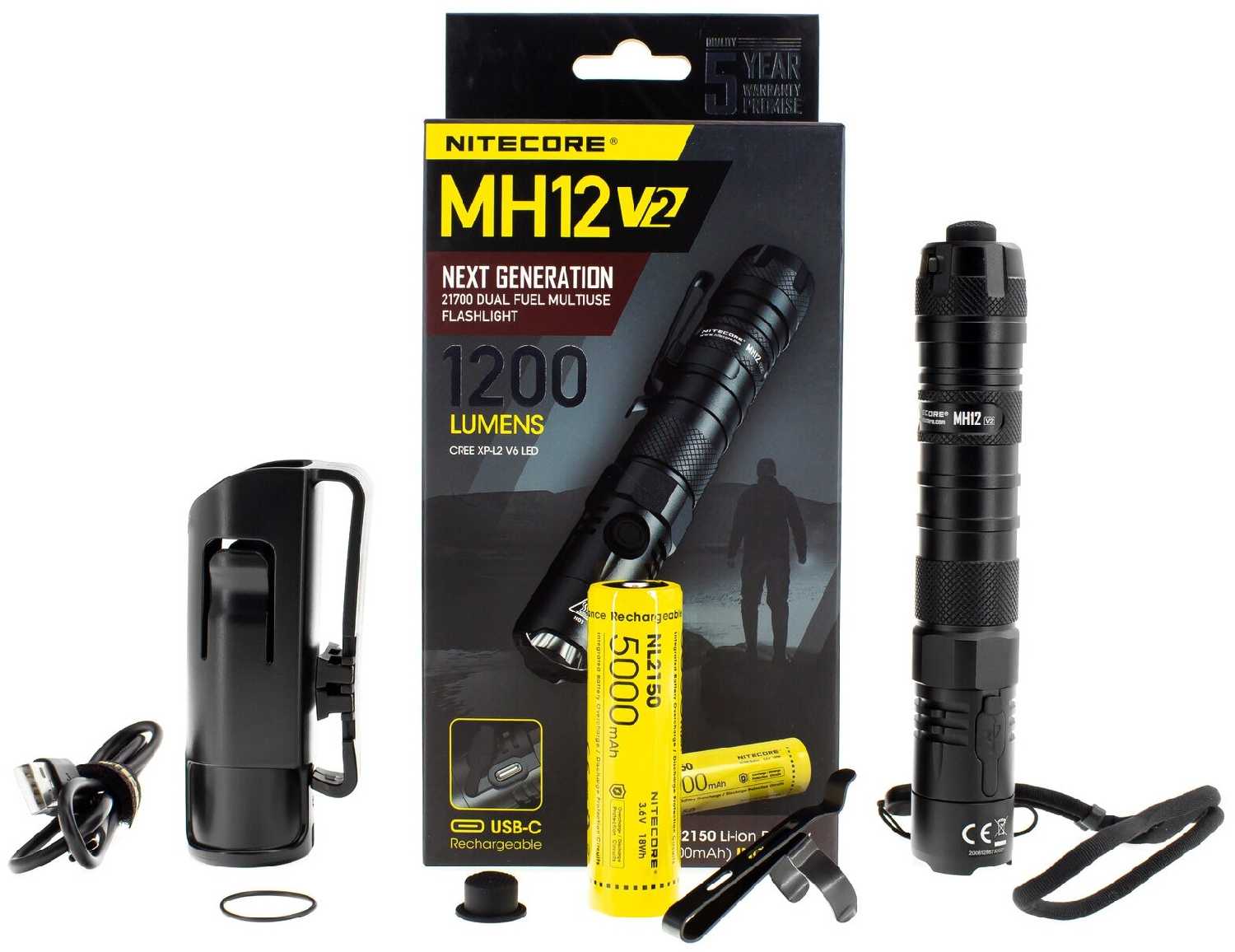 Фонарь Nitecore MH12V2 влагозащищенный, ударопрочный, 202 метра, 1200 люмен фотография 6