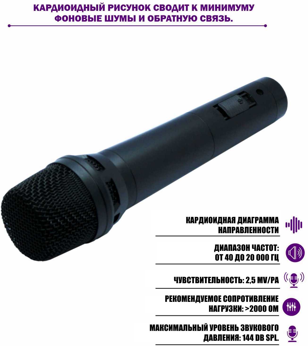 Динамический микрофон RVM с кабелем 3 м, разъем XLR (M) - XLR (F) фотография 2