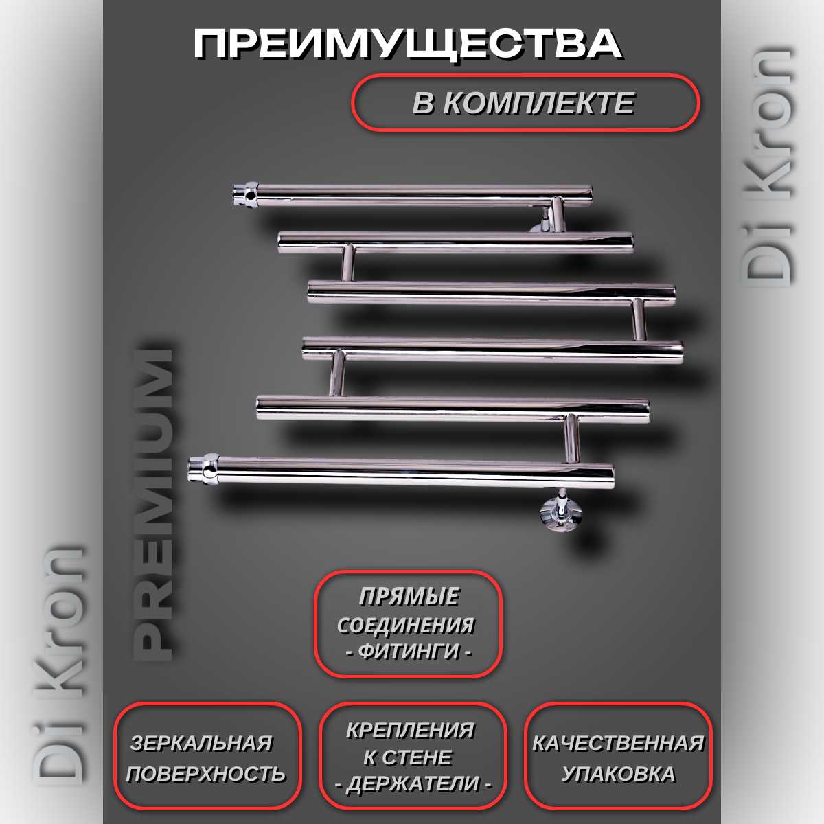 Полотенцесушитель Водяной Di Kron Premium-M1 (500х500) фотография 1