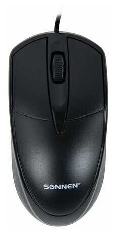 Мышь проводная Sonnen B61, Usb, 1000 dpi, 2 кнопки + колесо-кнопка, оптическая, черная, 513513