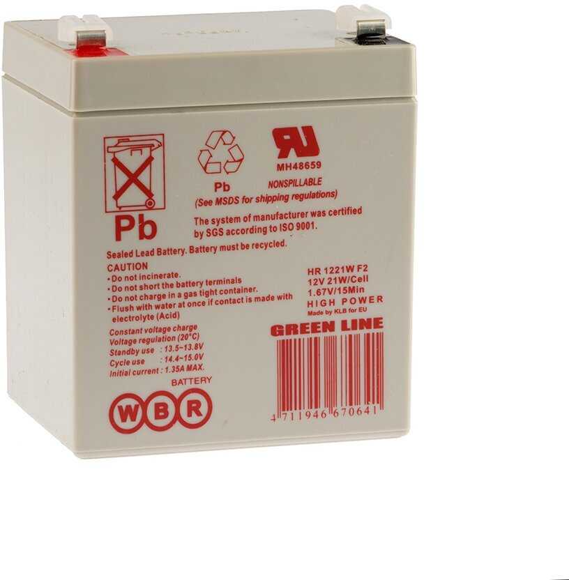 Аккумуляторная батарея WBR HR1221W F2 12В фотография 9