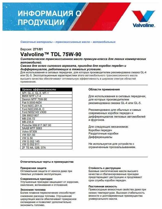 Масло трансмиссионное VALVOLINE TDL 75W-90 фотография 3