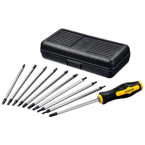Отвёртка со сменными битами STAYER 2513, 11 предм.