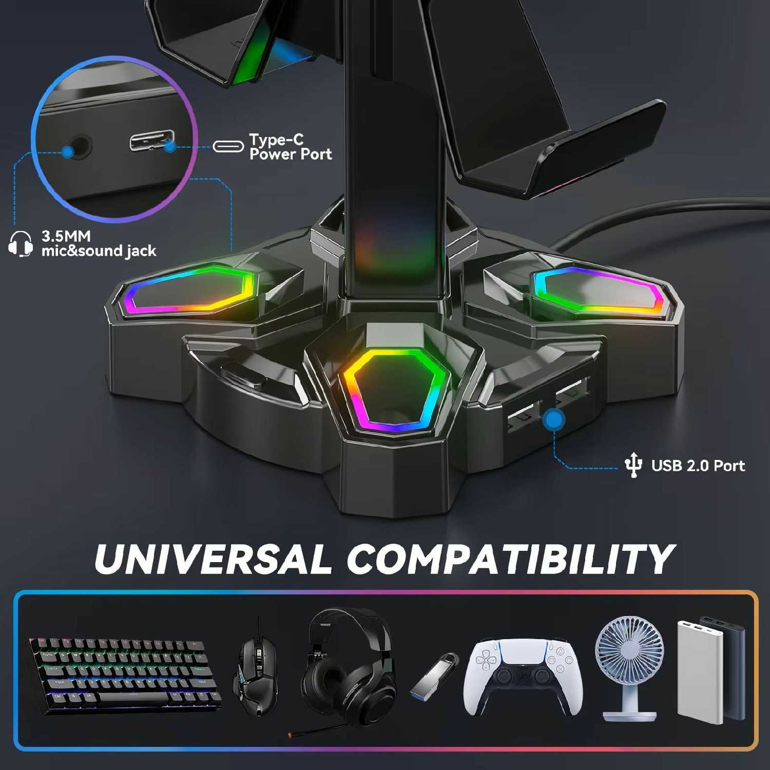 Подставка Подставка с RGB подсветкой (для игровых геймпадов и наушников) фотография 13