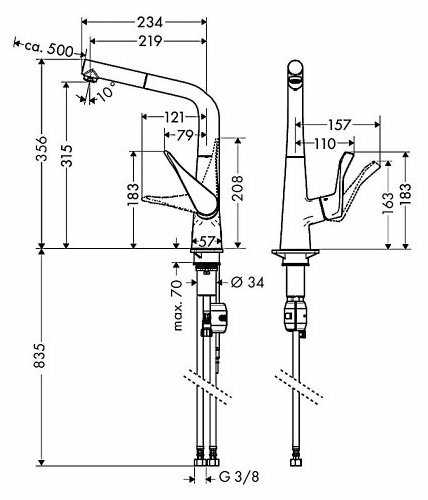 Смеситель для кухни (мойки) hansgrohe Metris 14821800, рычажный фотография 1