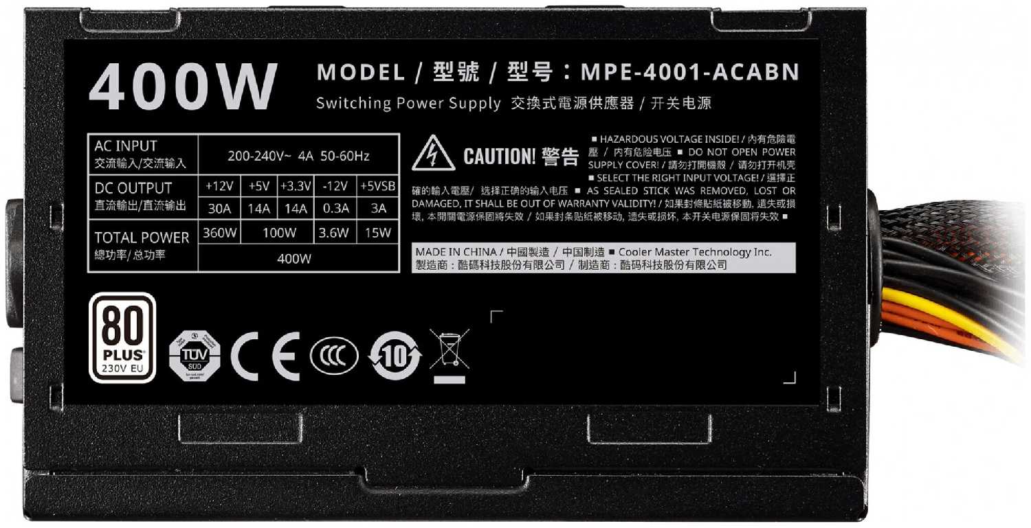 Блок питания Cooler Master Elite 400 V4 (MPE-4001-ACABN) фотография 6