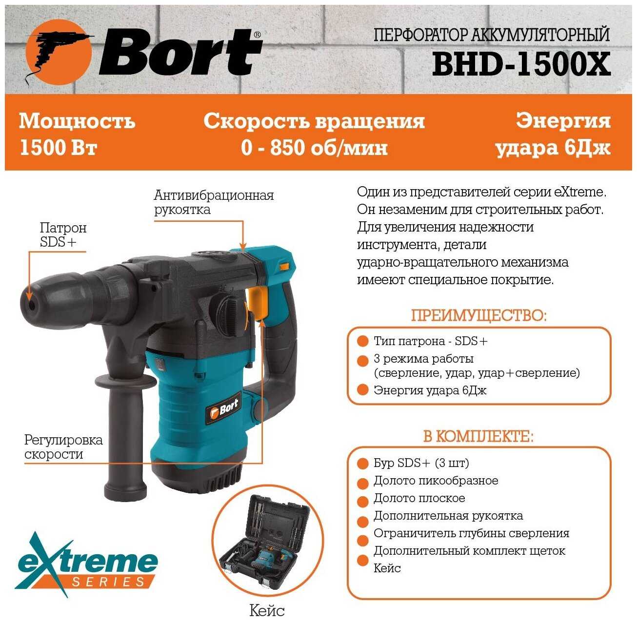 Перфоратор Bort BHD-1500 фотография 9