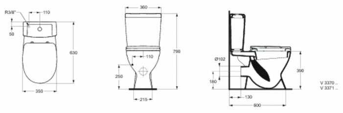 Унитаз с бачком напольный Ideal STANDARD Eurovit V337001 с горизонтальным выпуском фотография 1